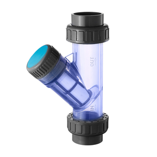 UPVCY型过滤器化工PVC管道快装透明塑料过滤网dn25 32 40 63 75mm