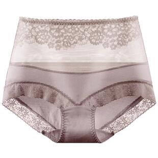 高腰收腹内裤女士纯棉抗菌全棉收小肚子强力提臀蕾丝夏季薄款透气