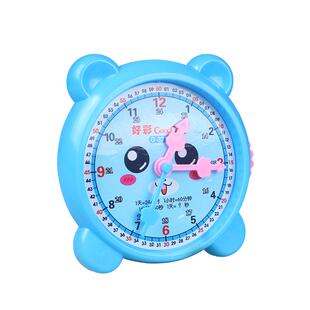 钟表学习器小学生时钟模型教具一年级二年级数学认识时间钟表早教认知三针3针联动计数学具盒时间印章教具盒