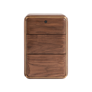 良年家具超窄黑胡桃木床头柜小型实木智能指纹带锁小户型卧室CG13