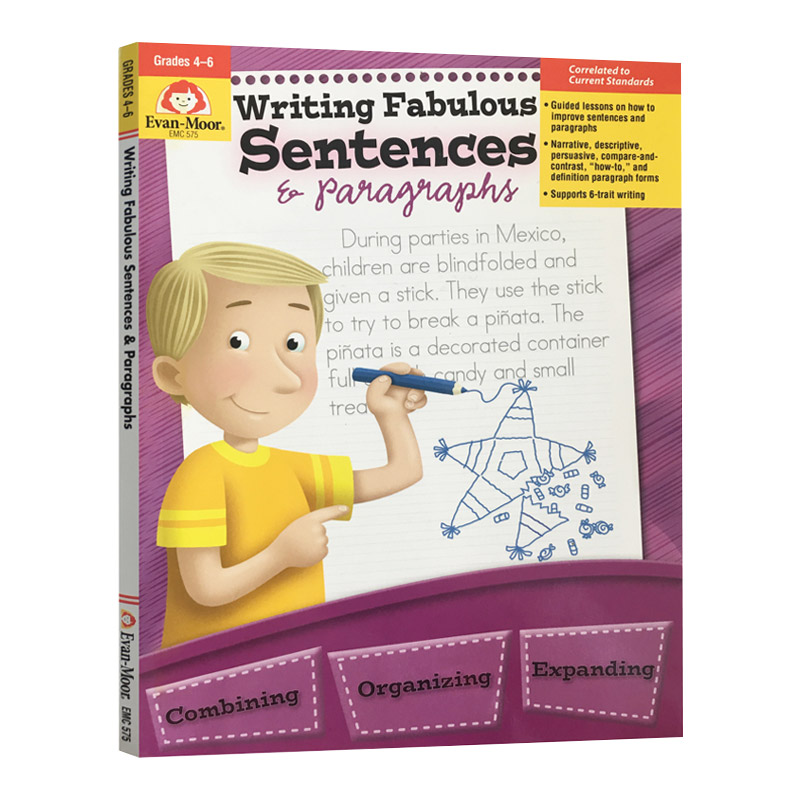 英文原版 Writing Fabulous Sentences& Paragraphs Grade 4-6美妙的措辞与写作四至六年级英文版进口英语原版书籍