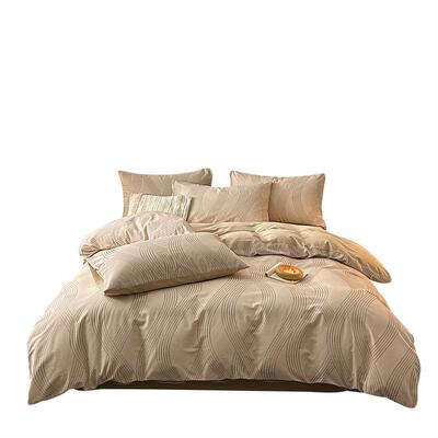 无印良品卡其磨毛纯棉四件套床品