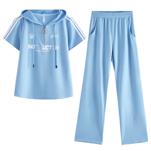 2025夏季时尚宽松连帽运动套装女