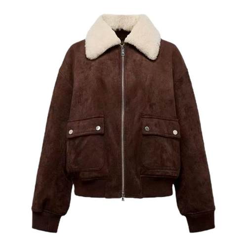 it :orange forest新款夹克羽绒服短款外套女毛领厚款拉链上衣女