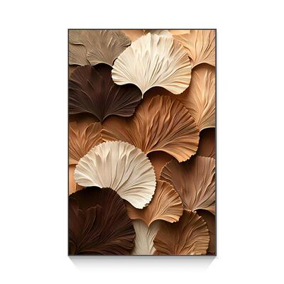 奶油风客厅装饰画银杏叶挂画