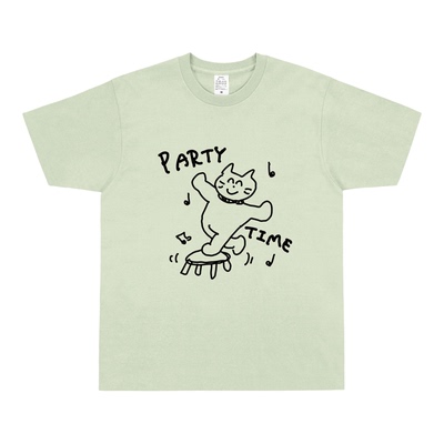 PARTYTIME猫咪印花T恤女男手绘