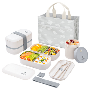 CAMUZ日式双层便当盒 可微波炉加热饭盒上班族大容量水果密封餐盒