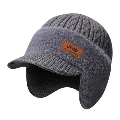 jeep吉普羊毛针织混纺帽子男士冬