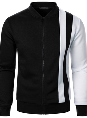 2026春秋新款立领拼色外套男大码棒球领运动休闲卫衣Men's jacket