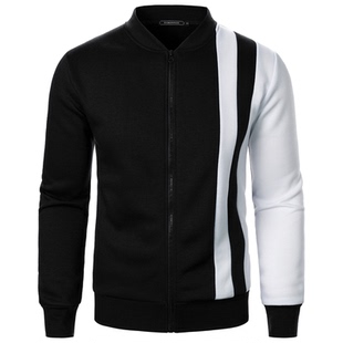 2026春秋新款立领拼色外套男大码棒球领运动休闲卫衣Men's jacket