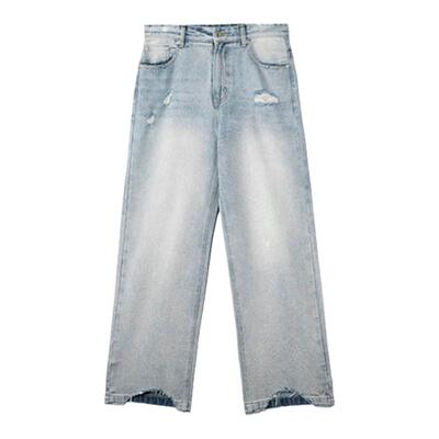 咆哮野兽水洗破坏直筒牛仔长裤