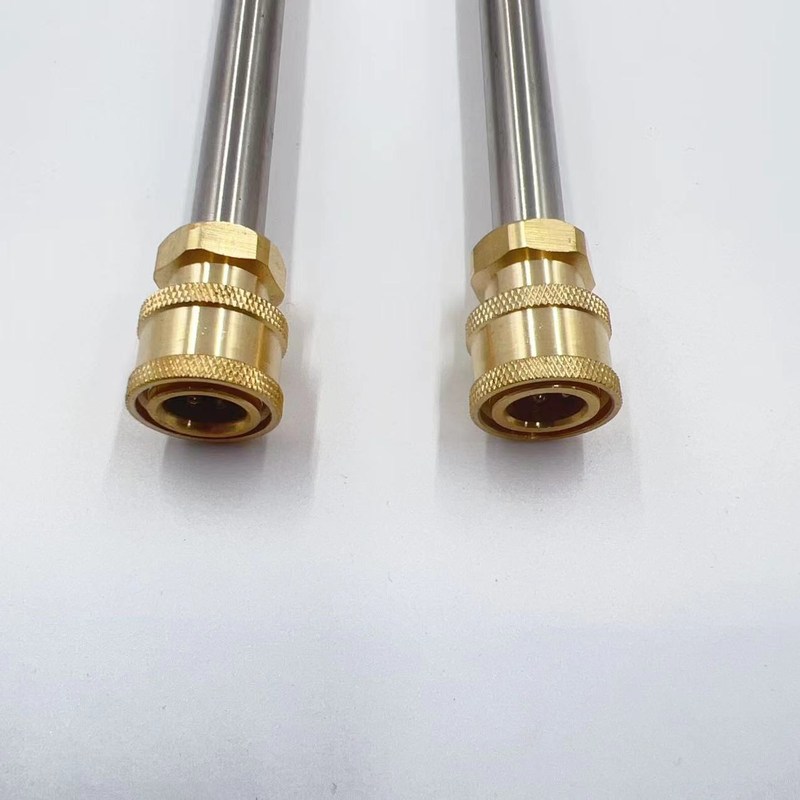 高压水枪加长杆快插17英寸不锈钢延长杆1 4公母头快速连接4000PSI