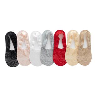 船袜女士防滑不掉跟袜子夏款黑白色浅口短袜隐形夏季蕾丝花边性感