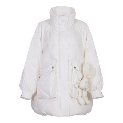 婉甸2024冬新品厚鸭绒中长款羽绒服口袋装饰1234D34RX2YX
