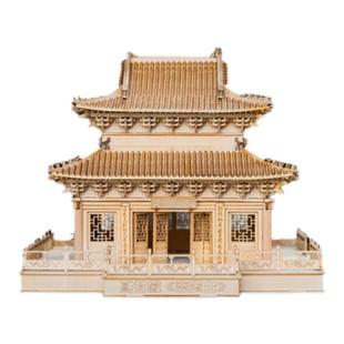 国风木质拼装模型古建筑榫卯积木结构财神殿亮宝台模型3D玩具益智