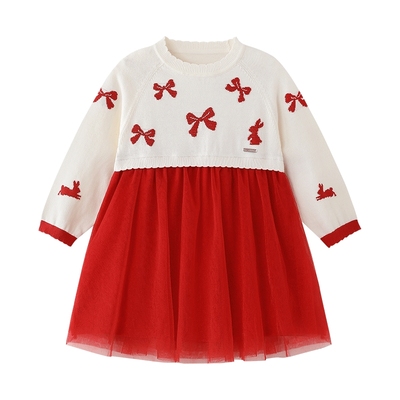 英氏长袖连衣裙女宝网纱蓬蓬裙