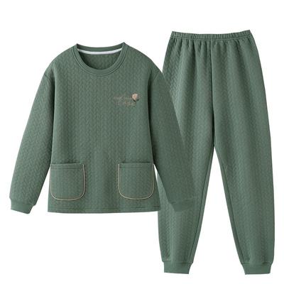 睡衣女士秋冬纯棉夹层长袖家居服