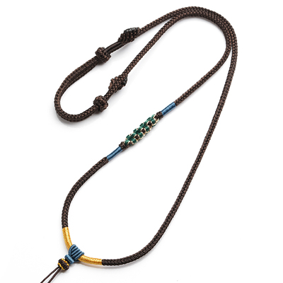 纯手工项链绳八股编吊坠挂绳无事牌木吊坠唐卡配绳男女款可调节新