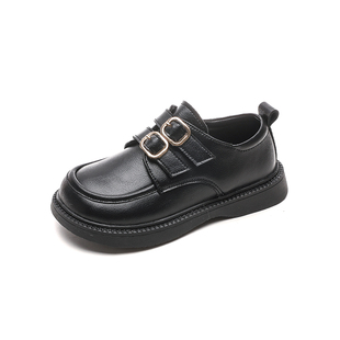 妙趣儿 女童皮鞋秋冬满口黑色儿童鞋2025新款 小女宝宝真皮公主鞋
