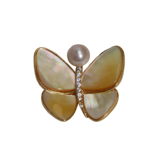 清浅微光丨蝴蝶胸针高档女天然淡水珍珠海蝶贝别针胸花高级轻奢