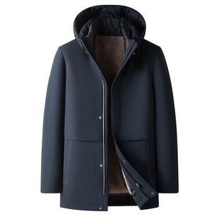 [90%鸭绒/羊毛填充/加绒]梦特娇男士羽绒服冬季派克服外套厚保暖J