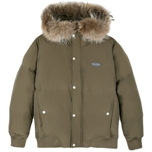 GWIT 90绒Event防风 冬季新款宽松潮流外套加厚毛领连帽羽绒服男