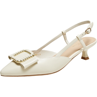 TATA他她法式气质高跟凉鞋女尖头羊皮包头凉鞋2025夏新款UMS03BH5