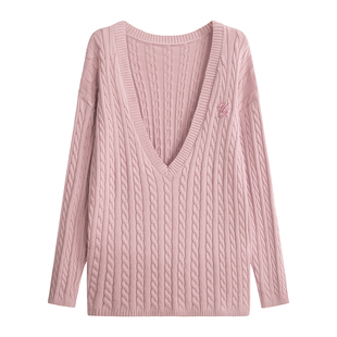 UNIFREEPLUS大码简约针织衫新款宽松刺绣辣妹风甜美穿搭长袖上衣