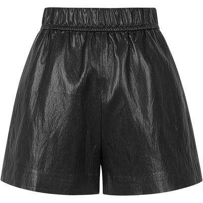 衣香丽影黑色PU皮裤短裤女