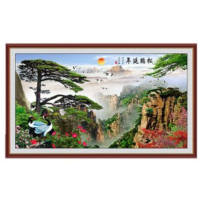客厅定制背景墙松鹤延年装饰画