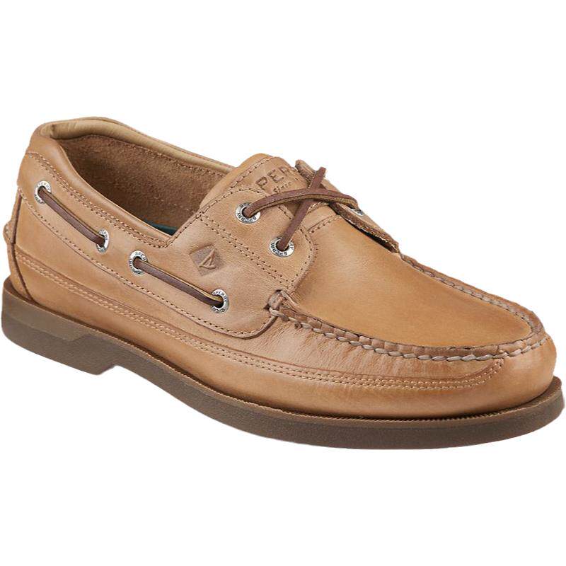 sperry皮质系带圆头帆船鞋