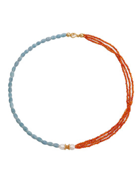 新中式简约天然石彩色串珠项链百搭高级感国风时尚精致个性锁骨链