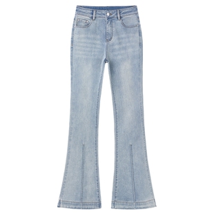 陈紫涵同款可可尼烫钻喇叭裤高腰牛仔裤女2025秋季新款弹力裤子