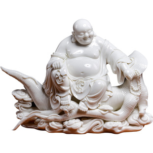 戴玉堂工艺美术大师林建胜弥勒佛佛像德化白瓷居家摆件人生如意