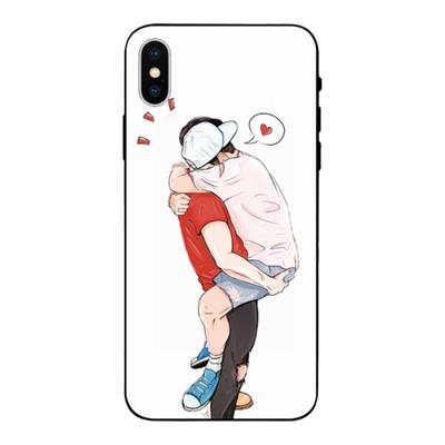 日韩基友插画玻璃手机壳适用苹果12PROMAX 华为P40小米11三星S10+