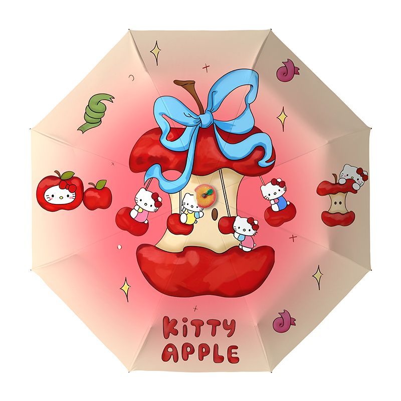 新款抗风耐用苹果乐园Kitty遮阳伞雨伞太阳伞学生自动黑胶防晒