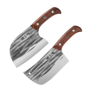 张小泉墨染古韵切片刀斩骨砍菜刀家用圆头切菜杀鱼刀锻打锤纹刀具