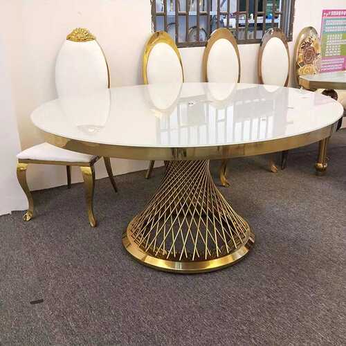 现代简约不锈钢婚庆餐桌 酒店宴会桌子 不锈钢小蛮腰鸟巢桌