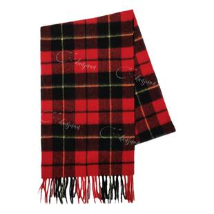 包邮英国苏格兰爱丁堡进口正品纯羊绒围巾男款女款红色节日礼物