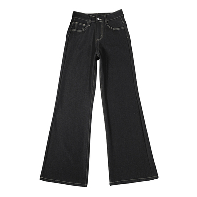 拉夏贝尔加绒加厚阔腿牛仔裤女冬