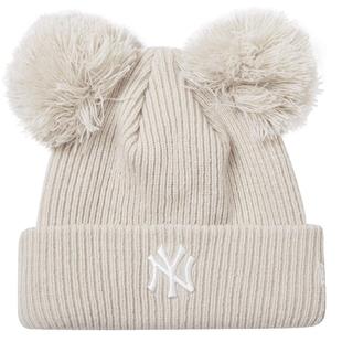 New Era纽亦华2025冬季新款MLB双绒球猫耳朵针织帽NY可爱保暖女