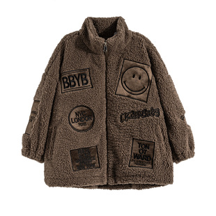 男童羊羔绒外套2025新款秋冬款中大童儿童加绒加厚毛毛衣摇粒绒潮