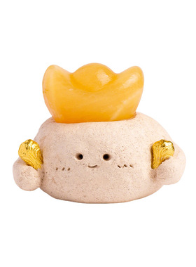 天然水晶元宝小豆丁马上有钱方解石水晶原石元宝新年工位招财摆件