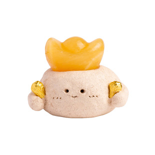 天然水晶元宝小豆丁马上有钱方解石水晶原石元宝新年工位招财摆件