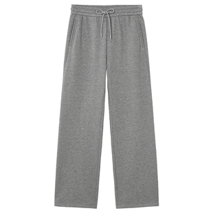 热风女士加绒卫裤2025年冬季新款舒适直筒裤通勤保暖休闲宽松长裤