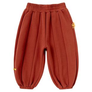 dudujia儿童裤子新中式男童年装宽松女童灯笼裤年装男宝运动裤冬a