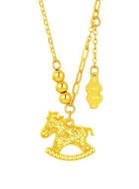 S925纯银马上有钱项链新年礼物女