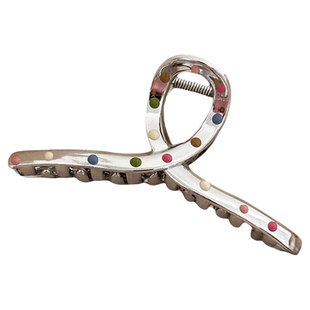 彩色波点银色抓夹女后脑勺盘发鲨鱼夹半扎发夹子甜酷少女发卡头饰