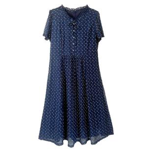 新品中年女夏装弹力冰丝弹力纱修身连衣裙显瘦碎花长裙气质妈妈春