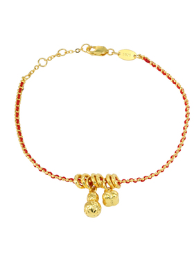 S925银转运珠复古红绳手链女